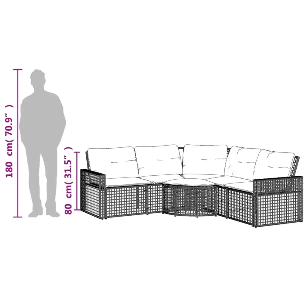 L-Shaped Garden Sofa with Footstool in Grey