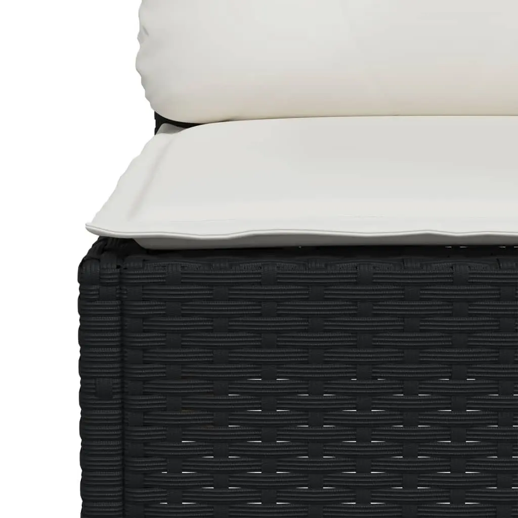 Garden Corner Sofa Black Poly Rattan Outdoor Lounge Seating with Cushions