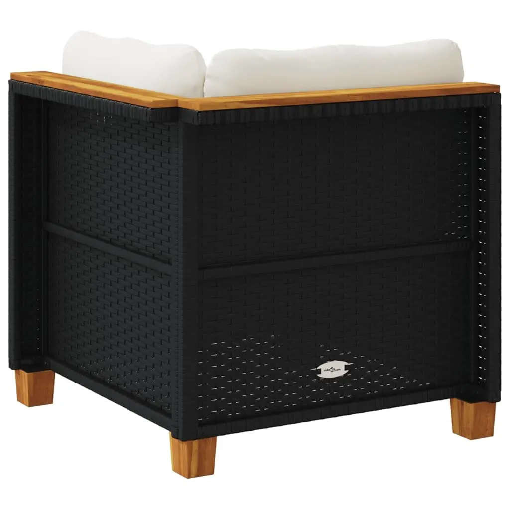 Garden Corner Sofa Black Poly Rattan Outdoor Lounge Seating with Cushions