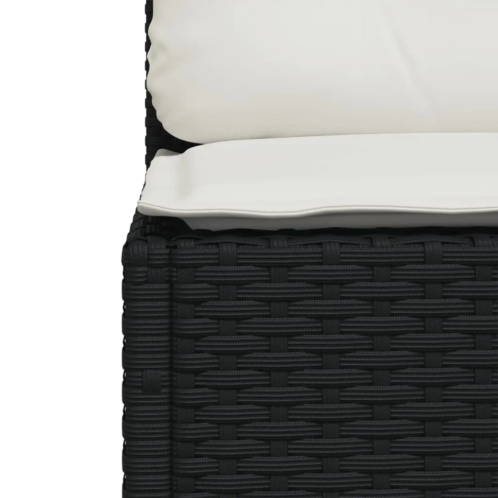 Outdoor Garden Sofa Armless Cushions Black Poly Rattan
