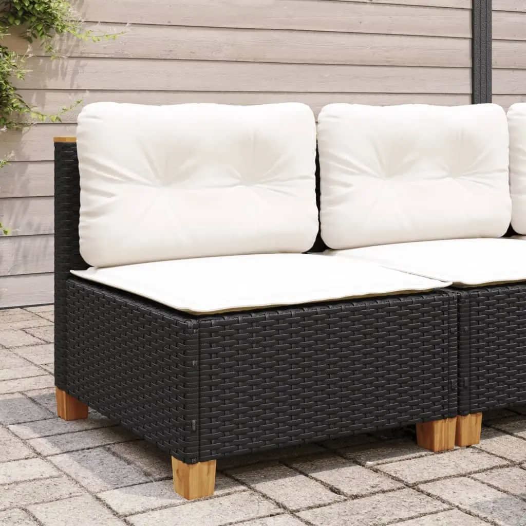 Outdoor Garden Sofa Armless Cushions Black Poly Rattan
