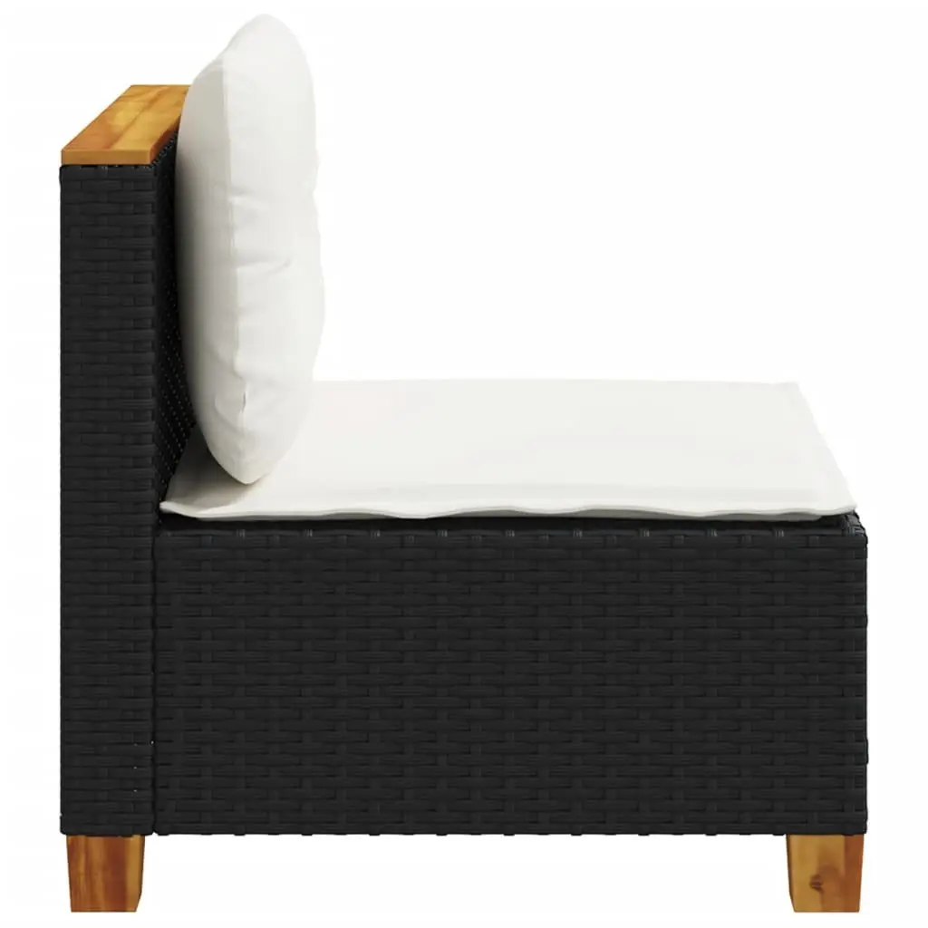 Outdoor Garden Sofa Armless Cushions Black Poly Rattan