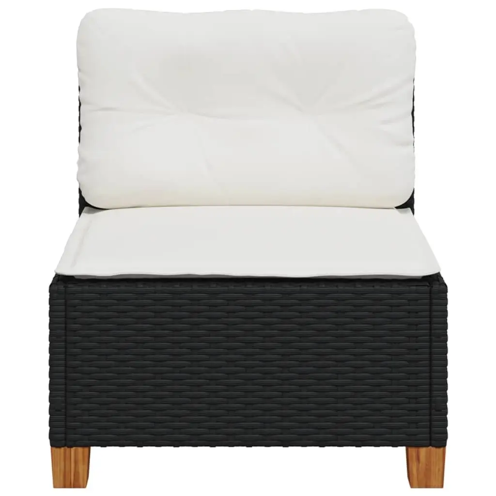 Outdoor Garden Sofa Armless Cushions Black Poly Rattan