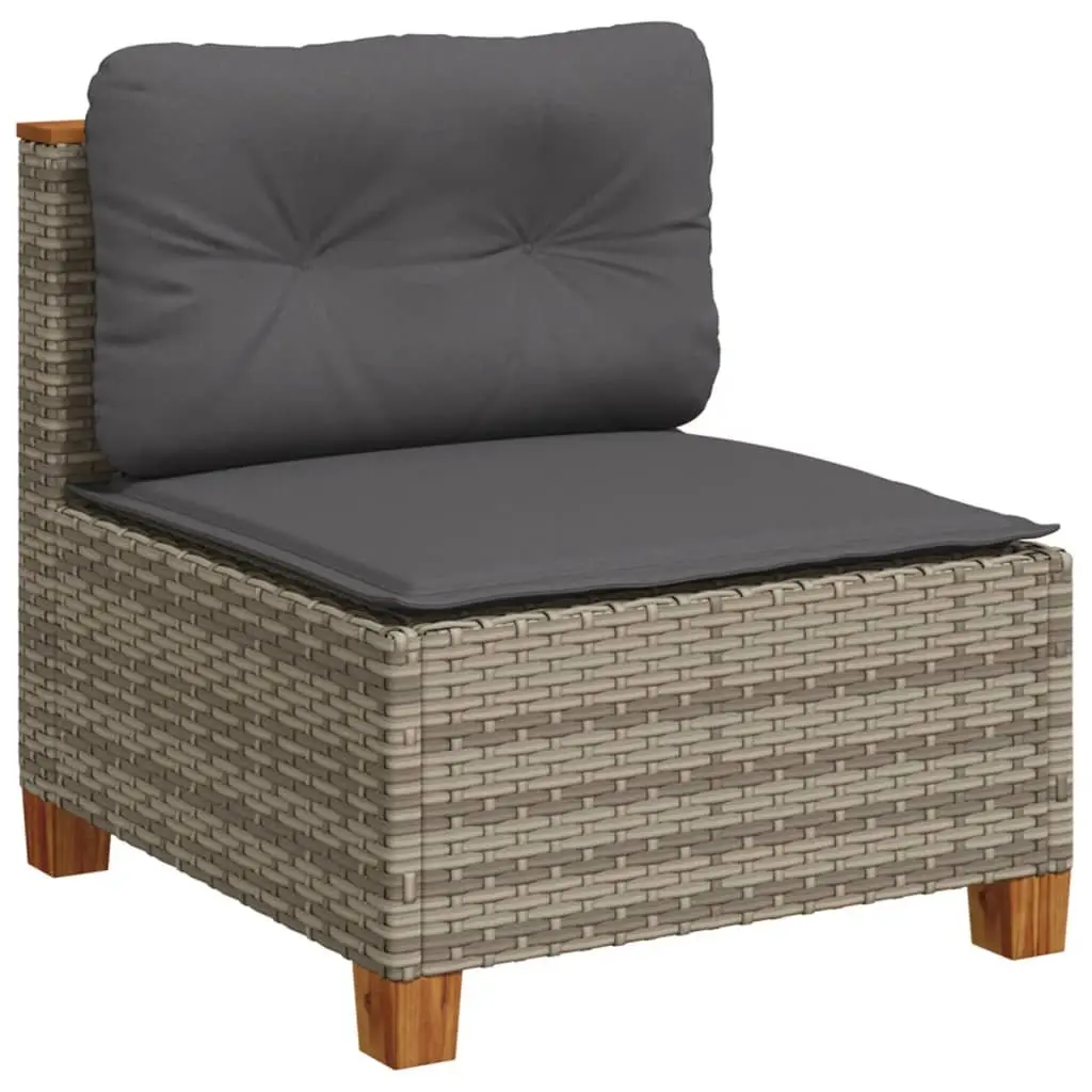 Armless Garden Sofa Modular Lounge Grey PE Rattan with Cushions