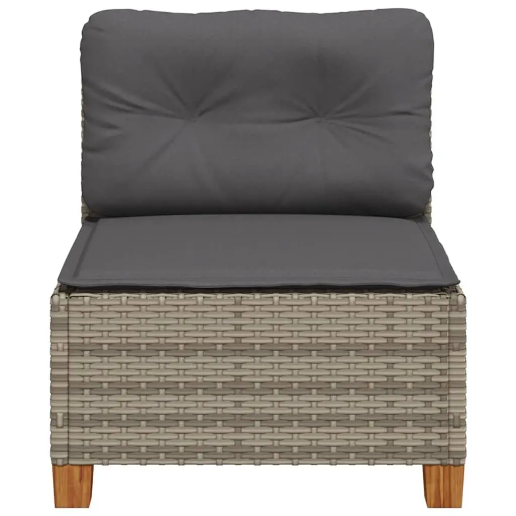 Armless Garden Sofa Modular Lounge Grey PE Rattan with Cushions