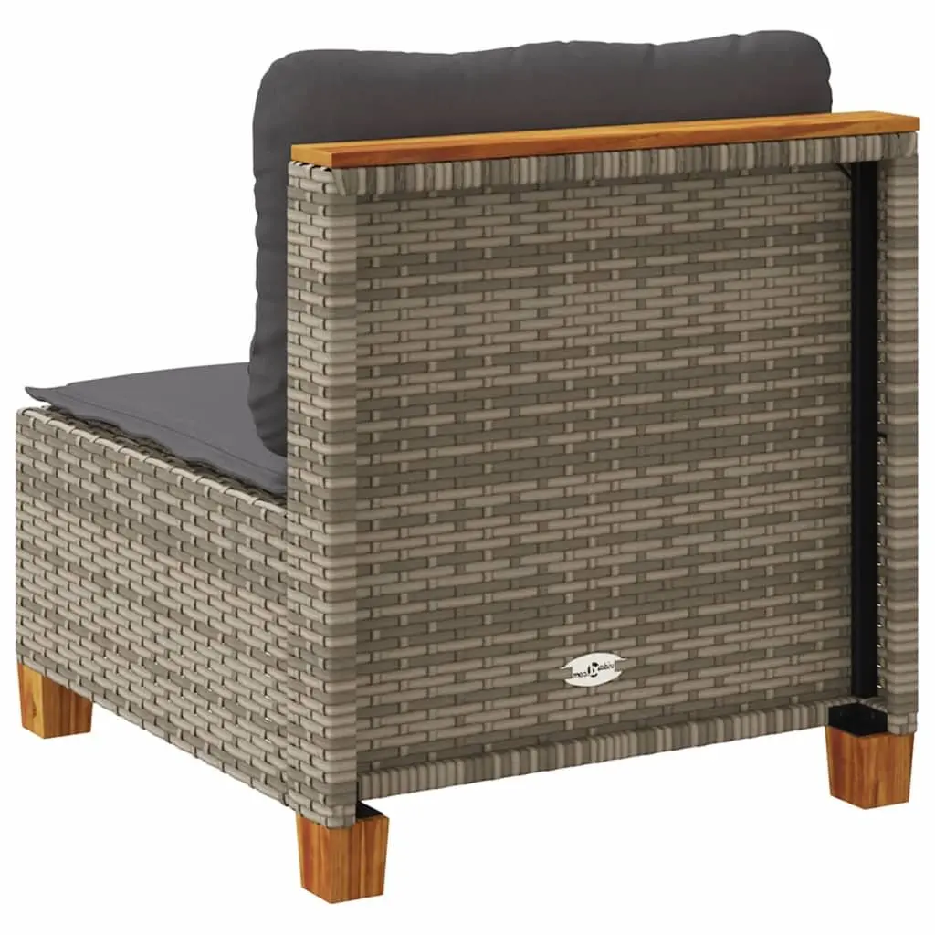 Armless Garden Sofa Modular Lounge Grey PE Rattan with Cushions