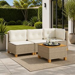 Comfortable Beige Garden Sofa with Practical Features