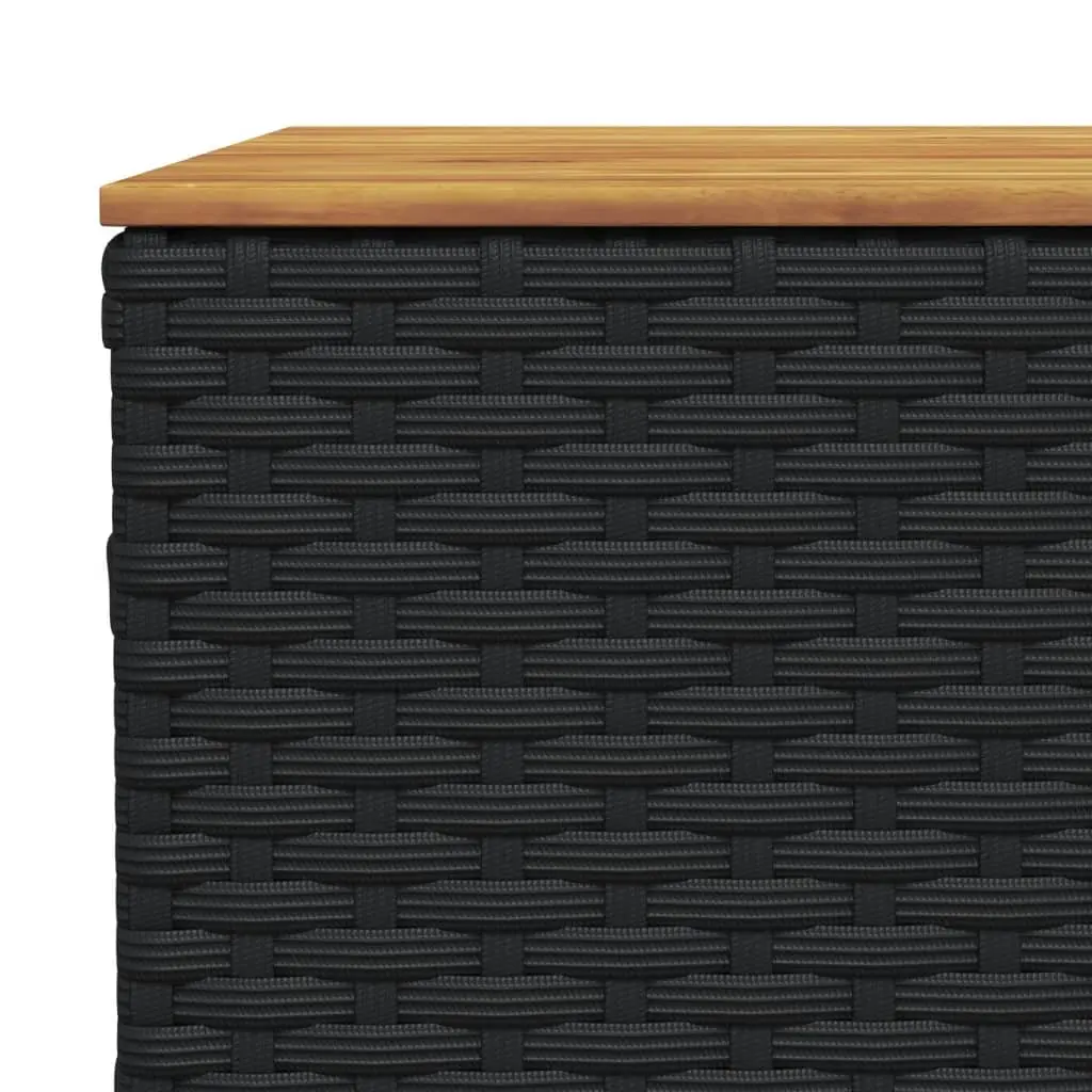 Garden Table Outdoor Use 55x55x36cm Black Poly Rattan Acacia Wood Top