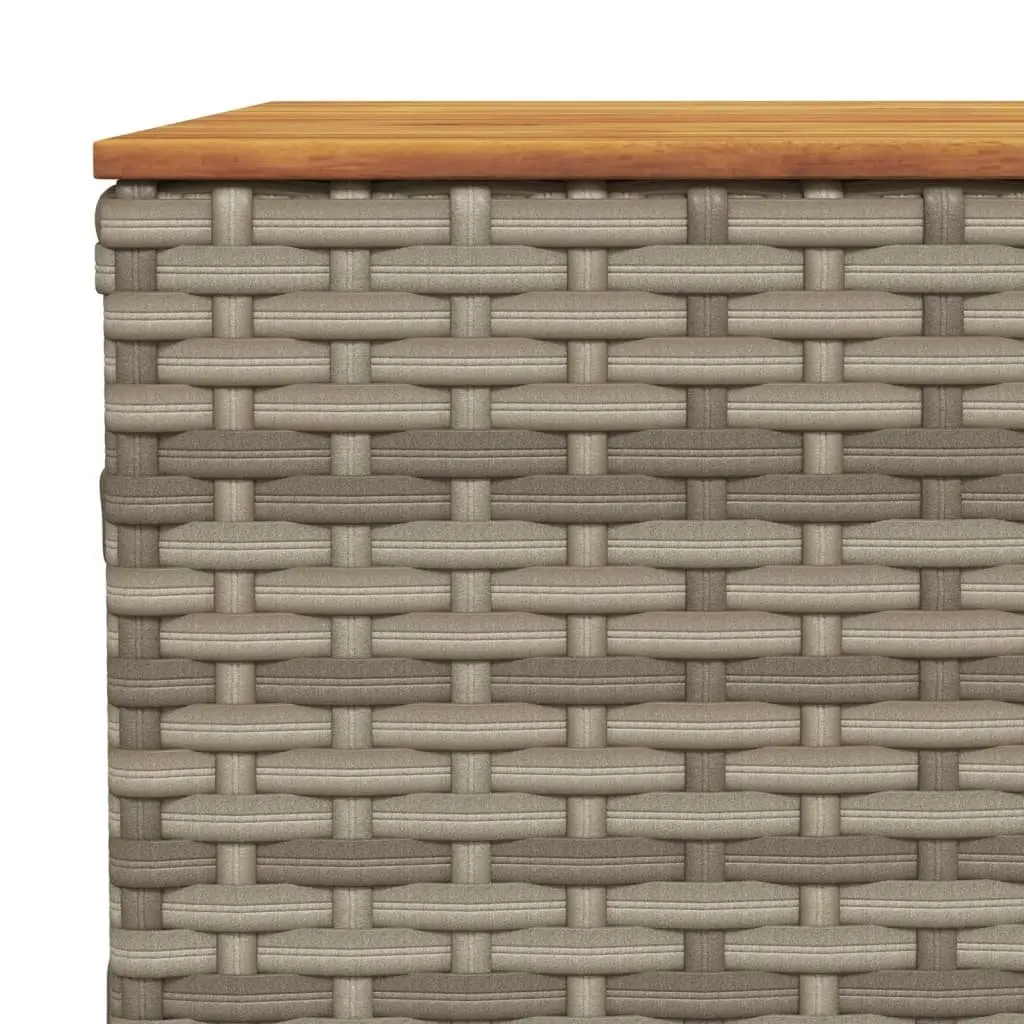 Garden Table Grey 55x55x36 cm Acacia Wood Top PE Rattan Frame Outdoor Furniture Patio Dining Coffee Table