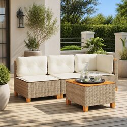Reliable Beige Garden Table with Acacia Wood Surface