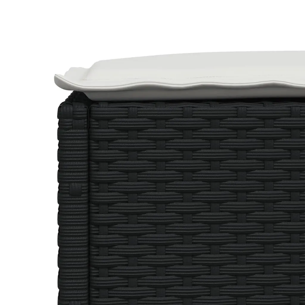 Garden Stool Outdoor Footrest 63.5 x 56 x 32 cm Black Rattan