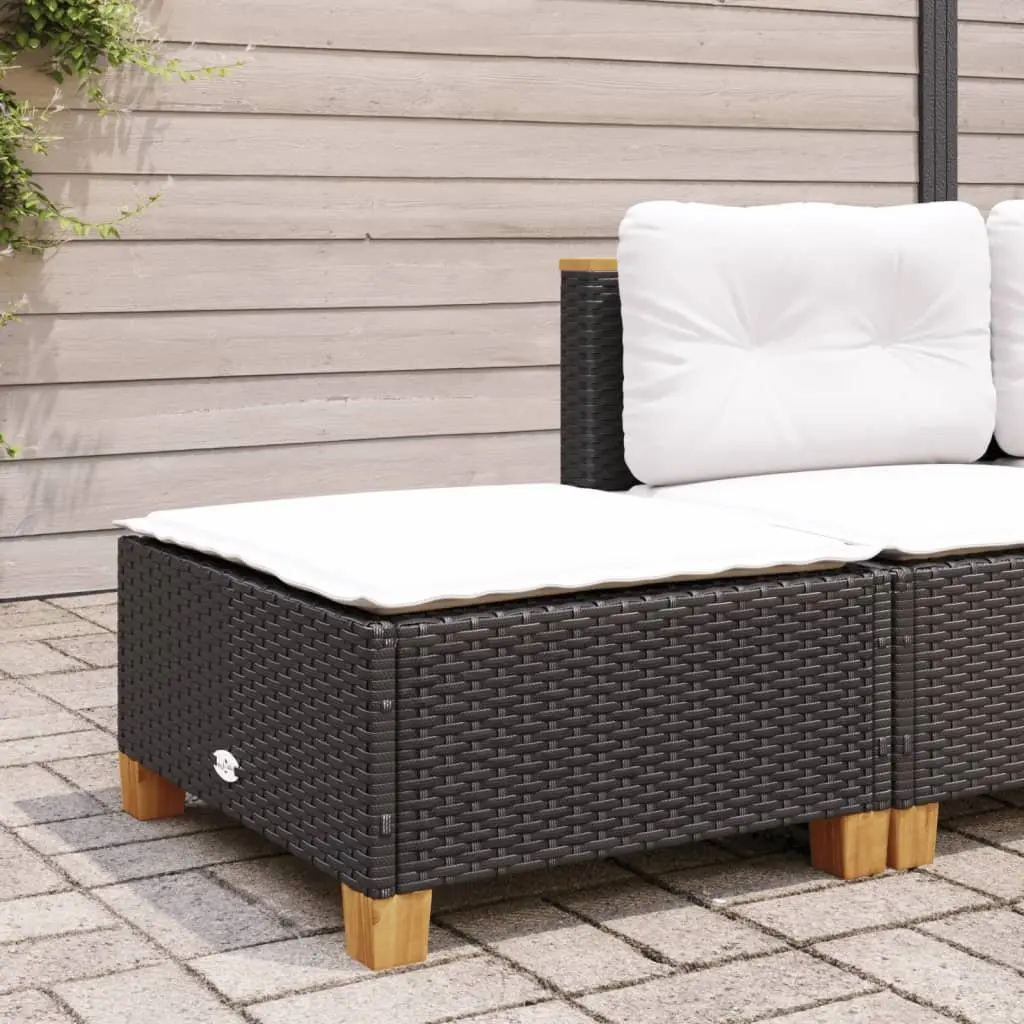 Garden Stool Outdoor Footrest 63.5 x 56 x 32 cm Black Rattan