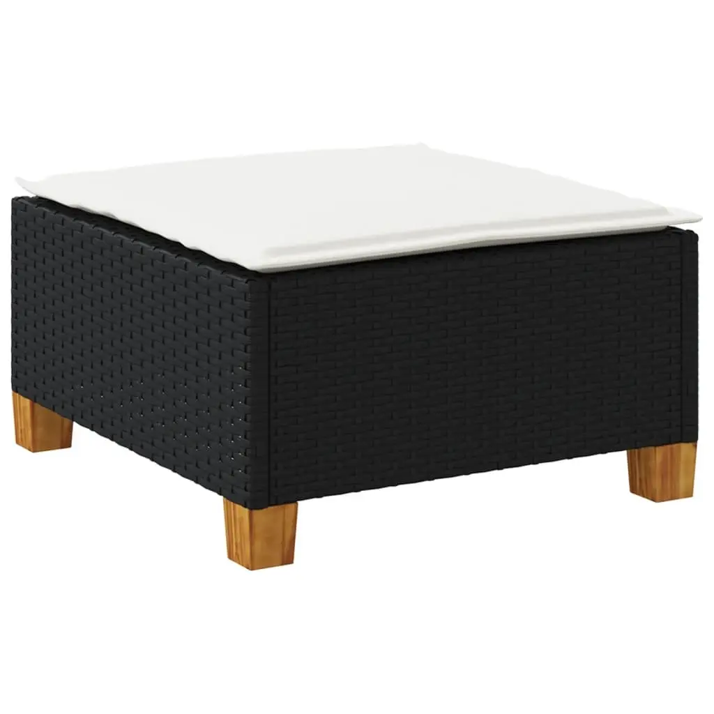 Garden Stool Outdoor Footrest 63.5 x 56 x 32 cm Black Rattan