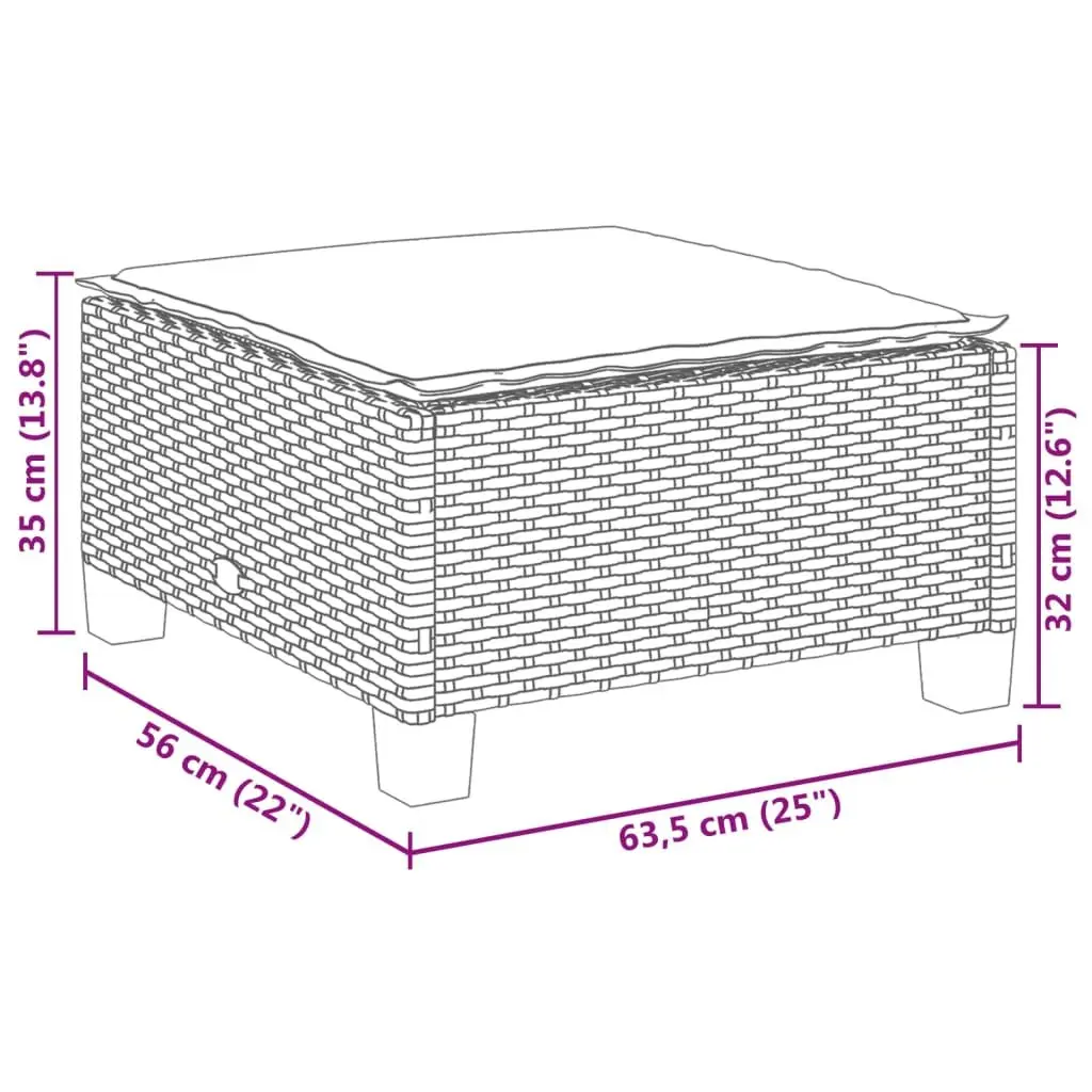 Garden Stool Outdoor Footrest 63.5 x 56 x 32 cm Black Rattan