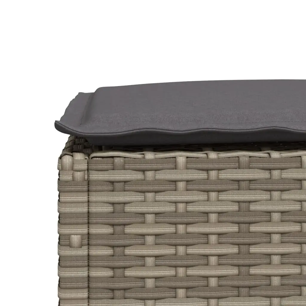 Outdoor Garden Stool with Cushion Grey Poly Rattan Footrest Lounge Seat