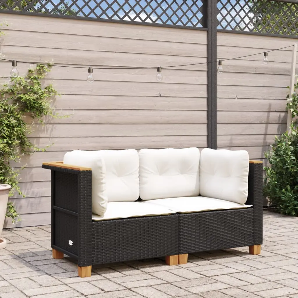 Outdoor Corner Sofa Set Modular Cushioned Seating 2 Piece Black