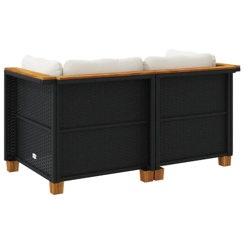 Outdoor Corner Sofa Set Modular Cushioned Seating 2 Piece Black