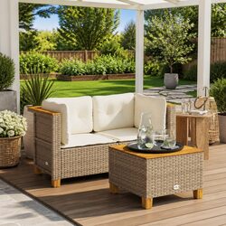 Comfortable 2-Piece Garden Sofa Set with Cushions