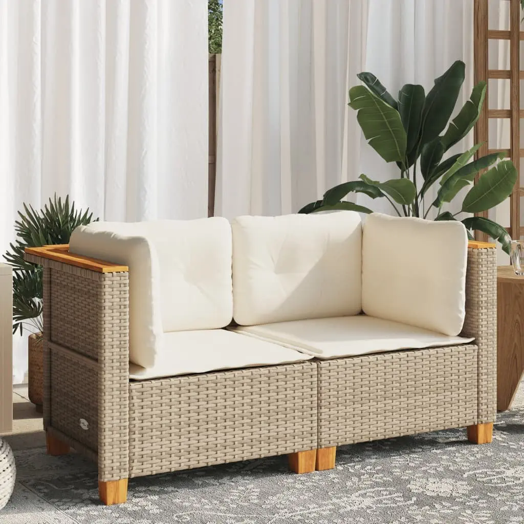 Outdoor Garden Sofa Corner Set 2 Piece Beige Poly Rattan Lounge