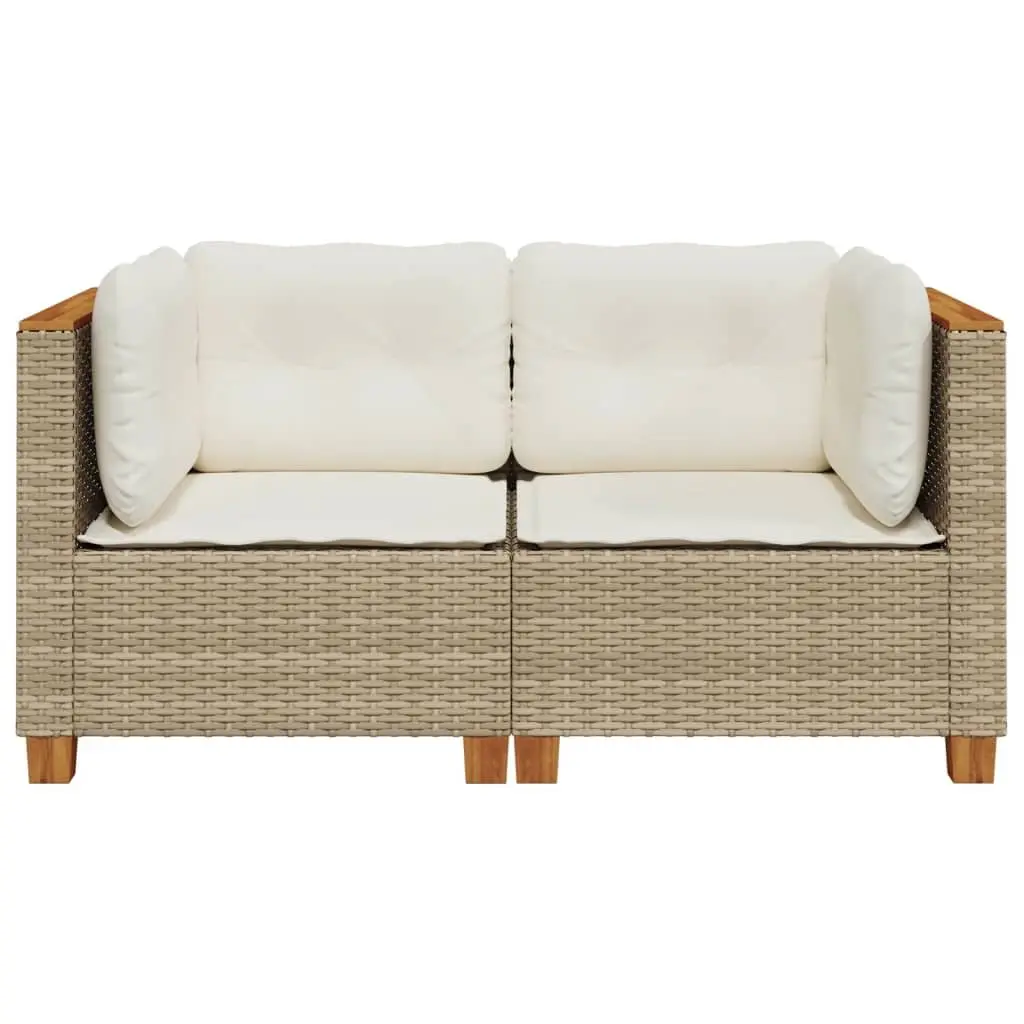 Outdoor Garden Sofa Corner Set 2 Piece Beige Poly Rattan Lounge