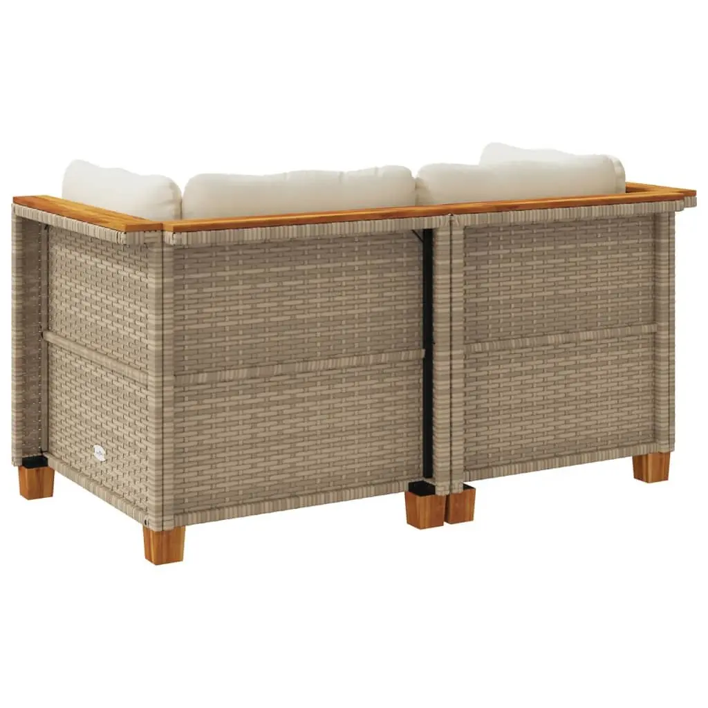 Outdoor Garden Sofa Corner Set 2 Piece Beige Poly Rattan Lounge