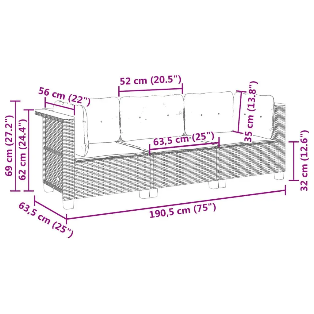 3-Seater Outdoor Sofa