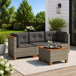 Comfortable 3-Seater Grey Sofa for Outdoor Areas