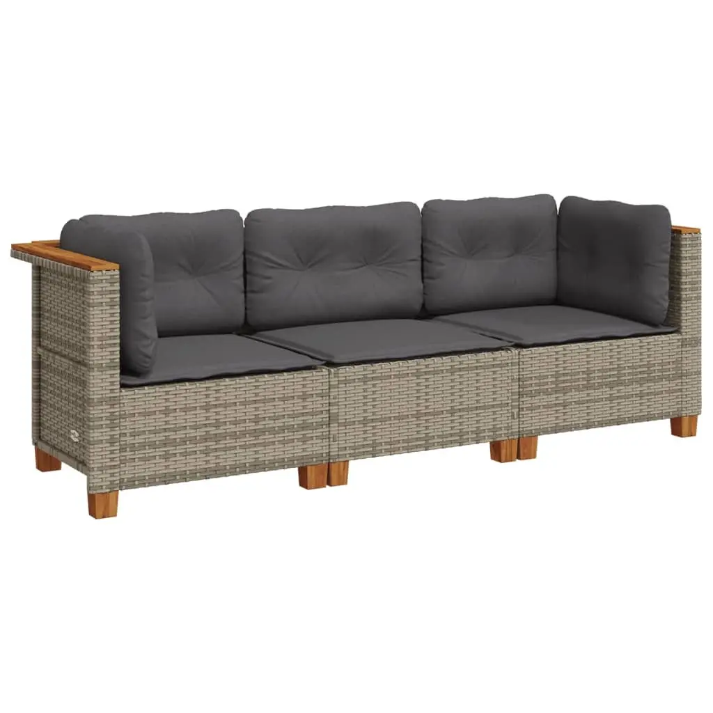 3-Seater Outdoor Garden Sofa Poly Rattan Patio Lounge Furniture Grey