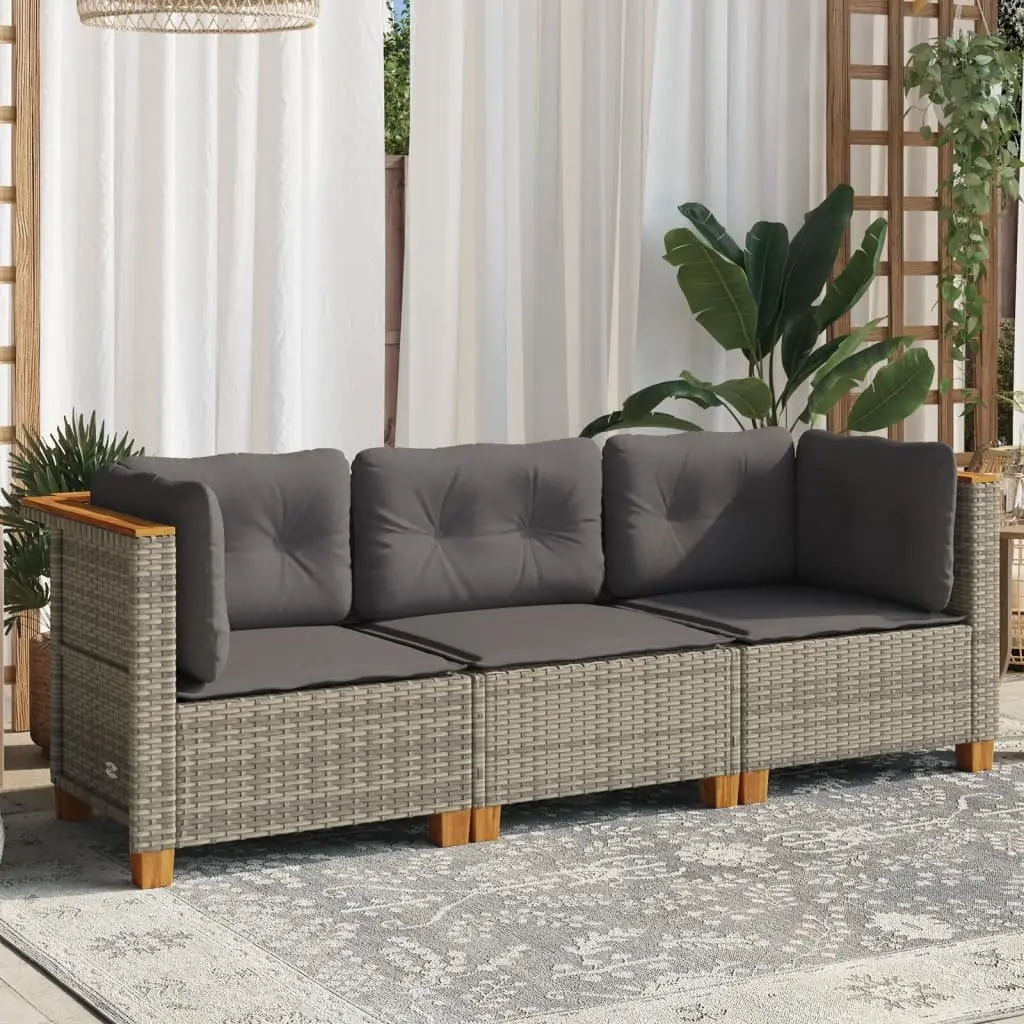 3-Seater Outdoor Garden Sofa Poly Rattan Patio Lounge Furniture Grey