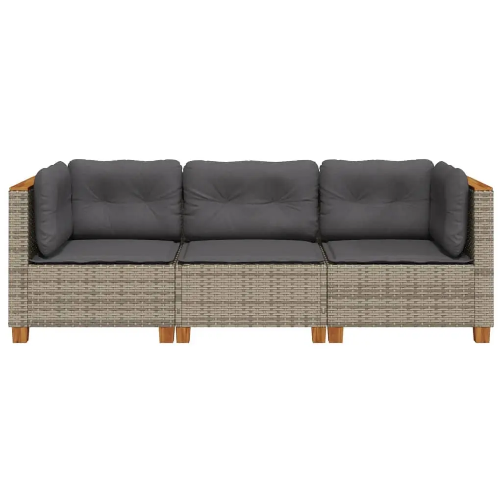 3-Seater Outdoor Garden Sofa Poly Rattan Patio Lounge Furniture Grey