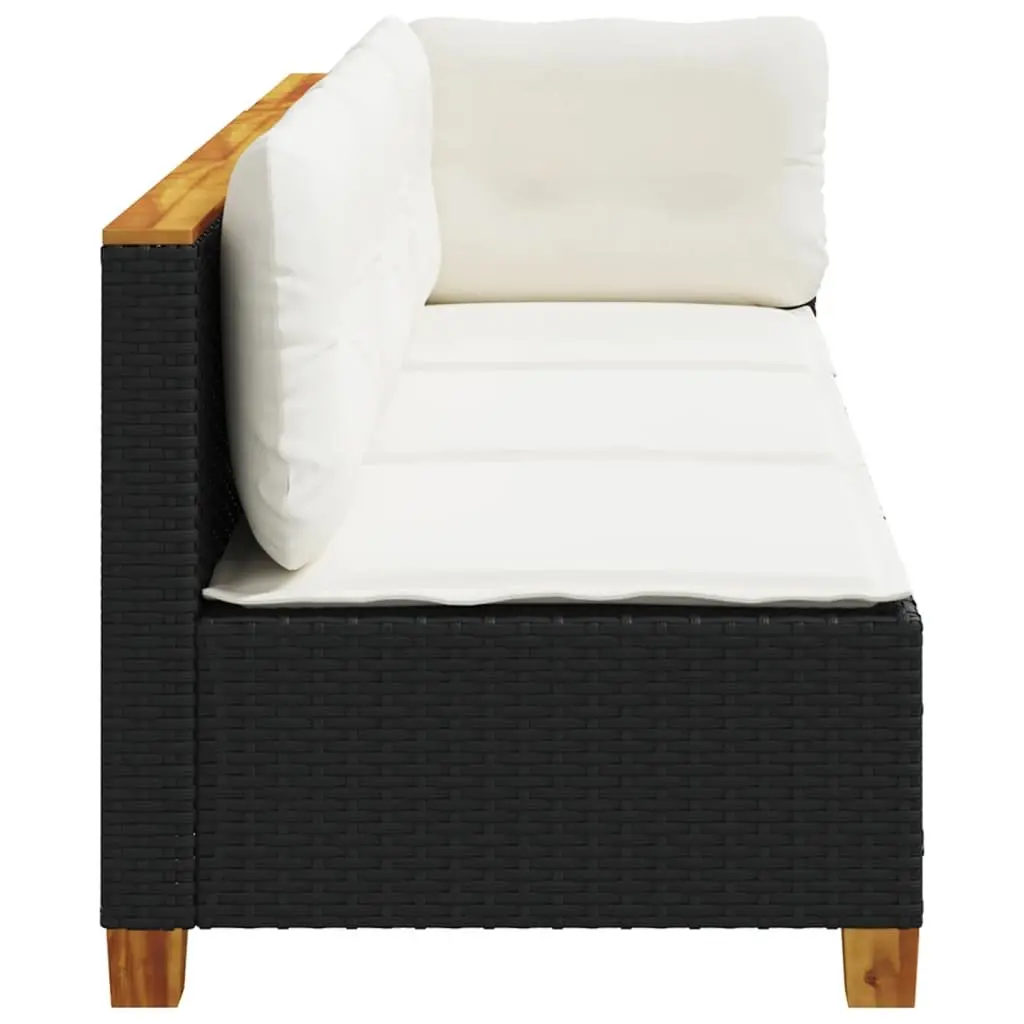 3-Seater Garden Sofa Outdoor Lounge Furniture Black PE Rattan