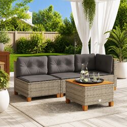 Comfortable 3-Seater Garden Sofa with Cushions in Grey