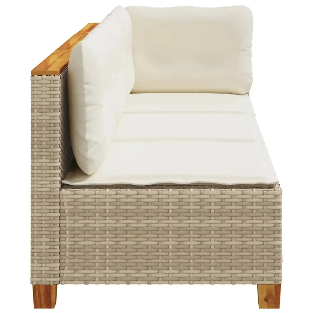 3-Seater Garden Sofa Outdoor Lounge Furniture PE Rattan Beige with Cushions