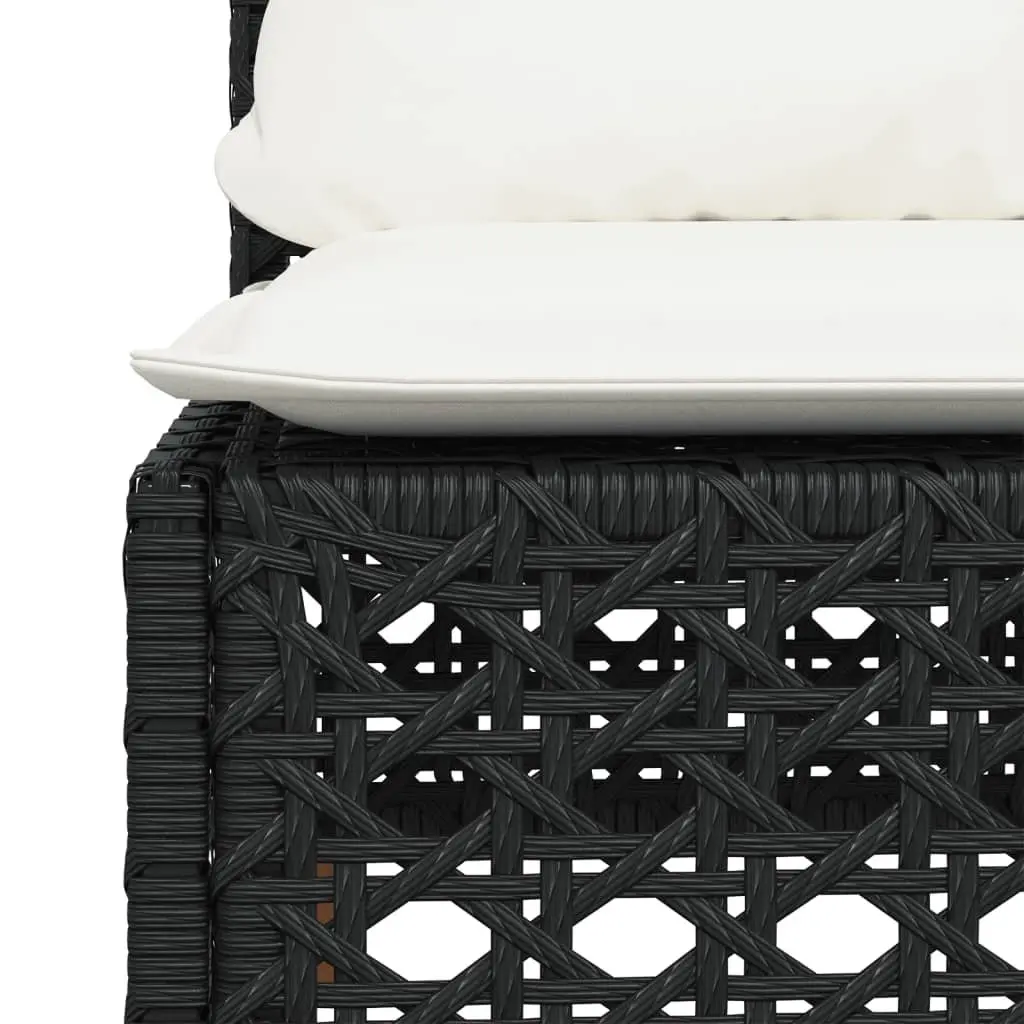 Armless Garden Sofa Outdoor Furniture Modular Black PE Rattan with Cushions