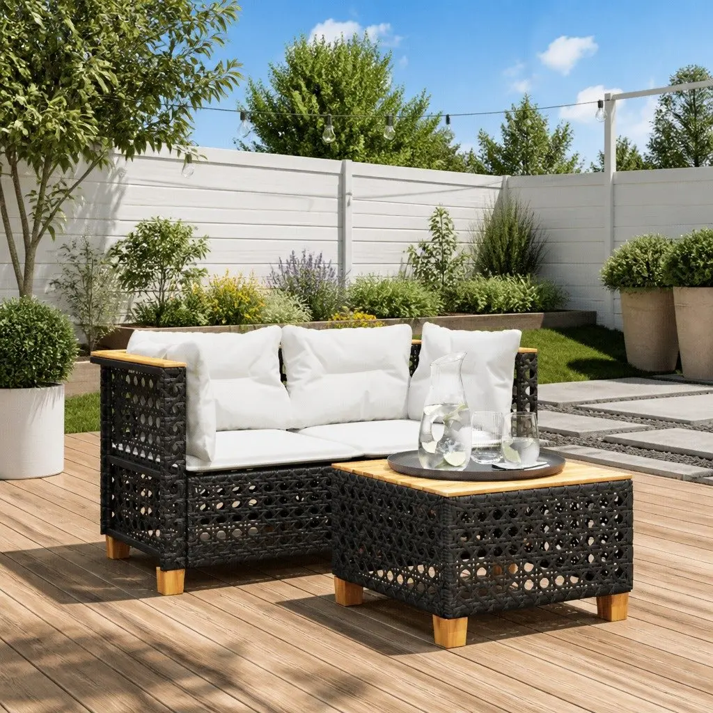 Outdoor Corner Sofa Set 2 pcs Garden Lounge Seating Black