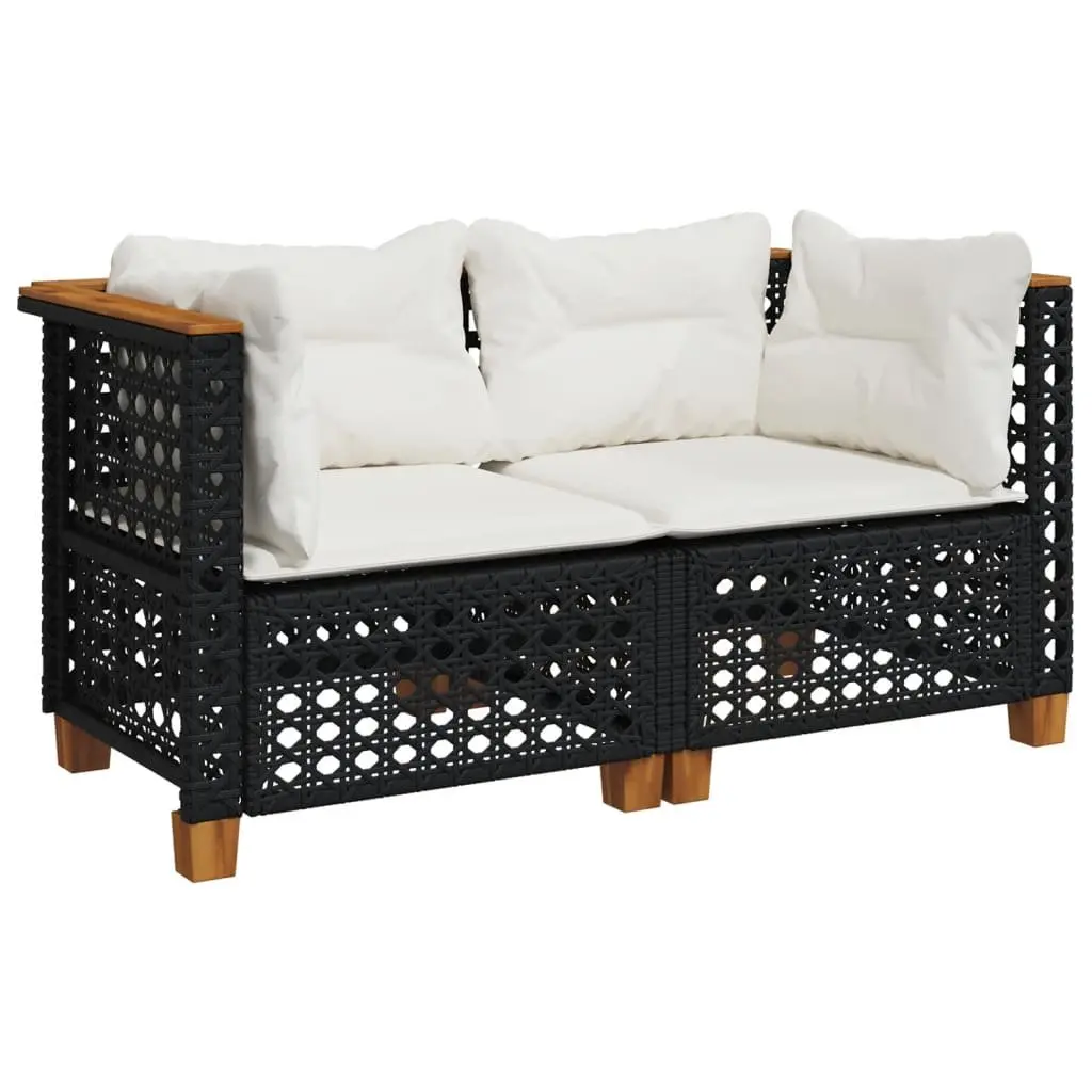 Outdoor Corner Sofa Set 2 pcs Garden Lounge Seating Black