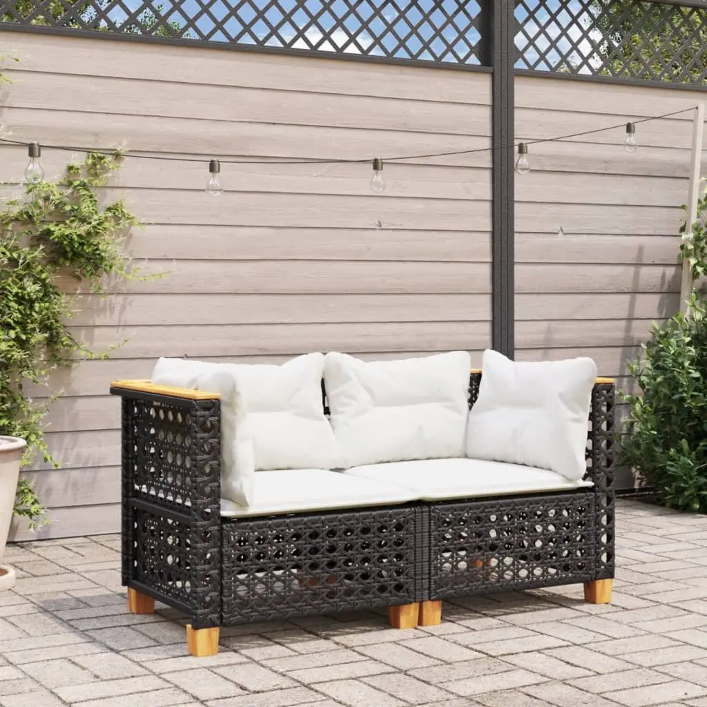 Outdoor Corner Sofa Set 2 pcs Garden Lounge Seating Black