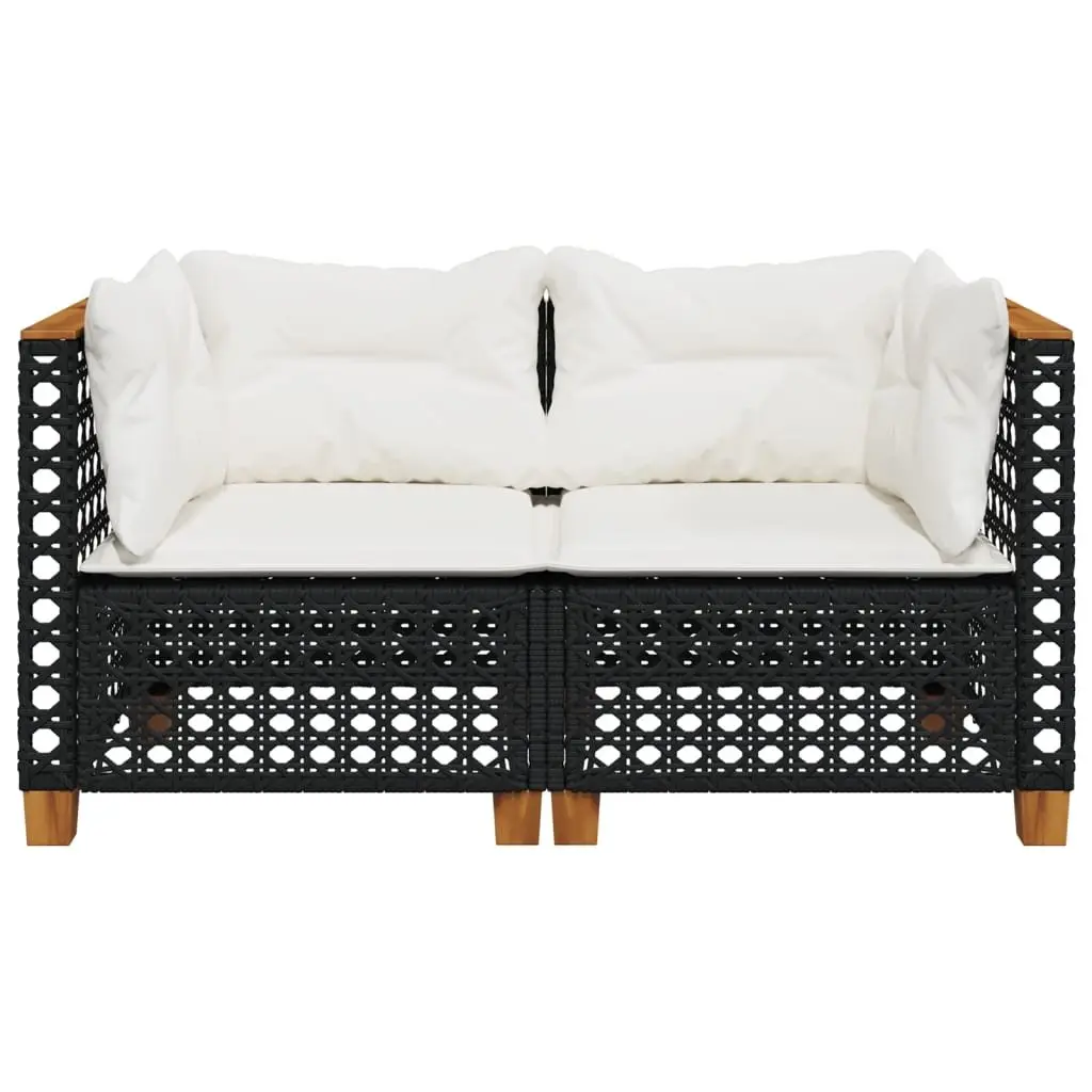 Outdoor Corner Sofa Set 2 pcs Garden Lounge Seating Black
