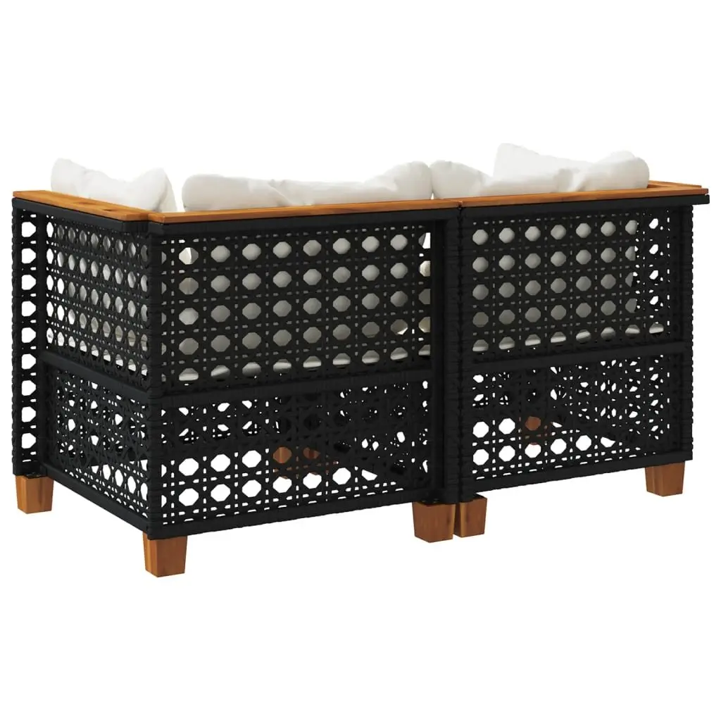 Outdoor Corner Sofa Set 2 pcs Garden Lounge Seating Black