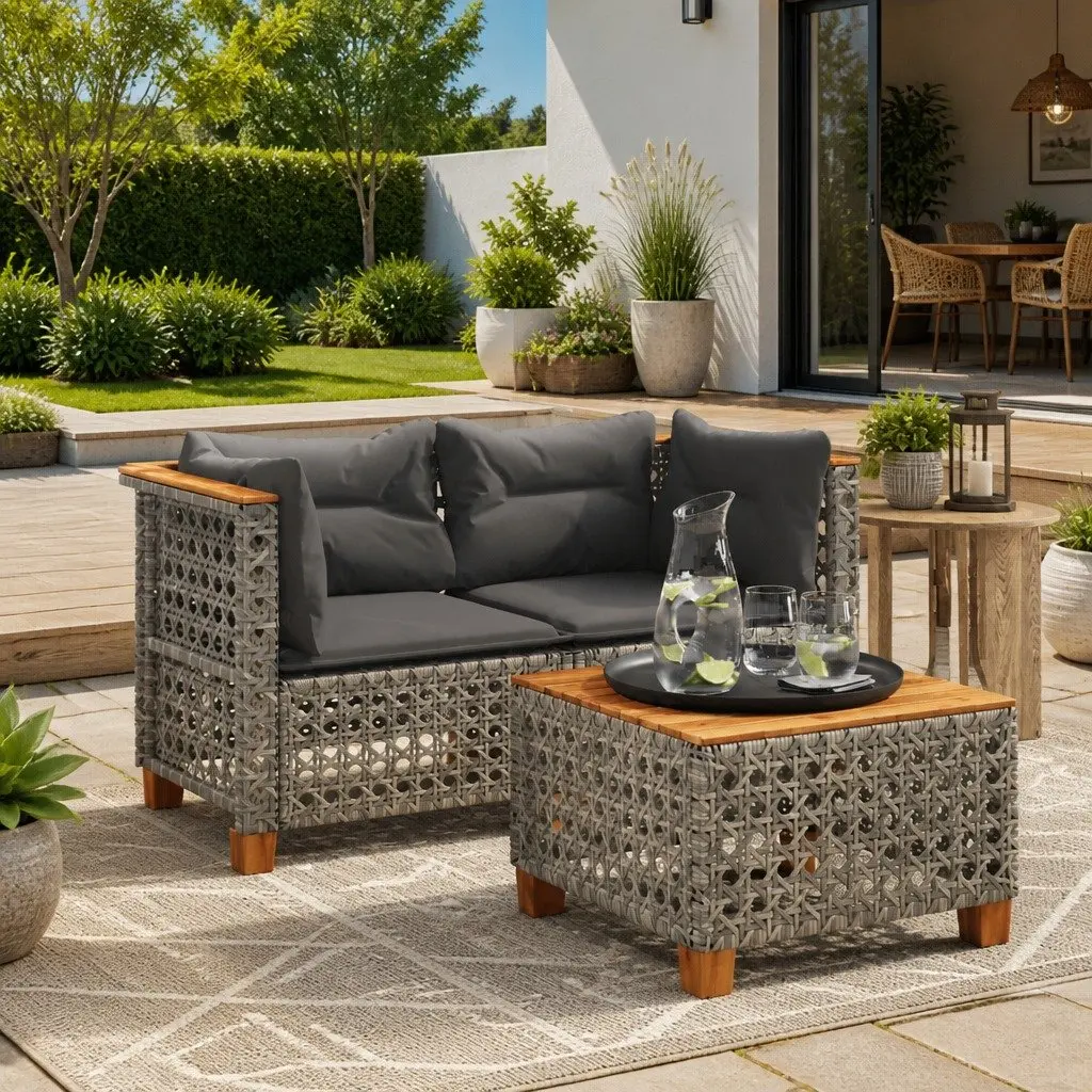 Grey Outdoor Corner Sofas with Cushions
