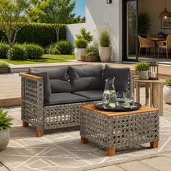 Comfortable Grey Outdoor Corner Sofas with Cushions