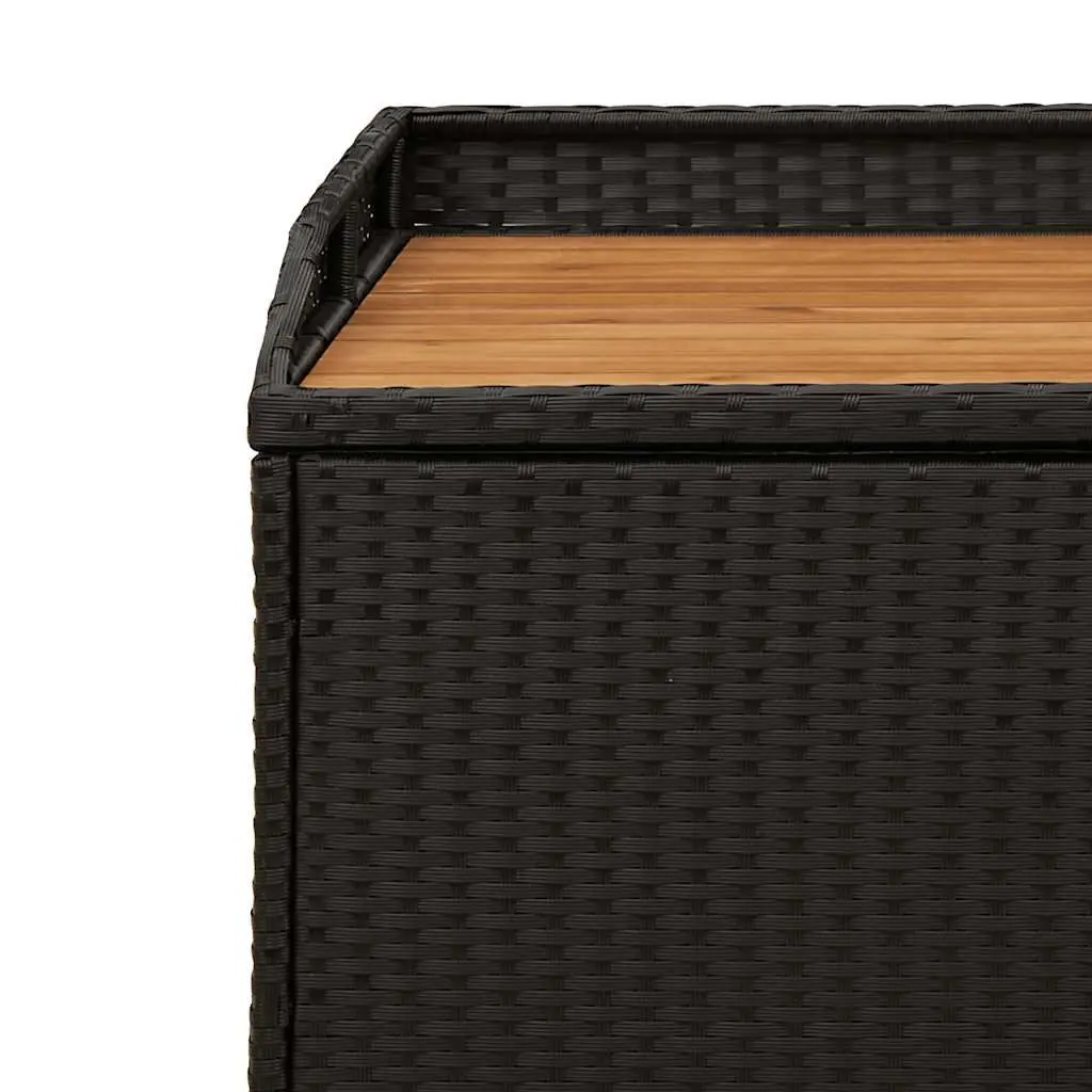 Outdoor Storage Bench Garden Seating Box 100x50x52cm Black PE Rattan Acacia Wood