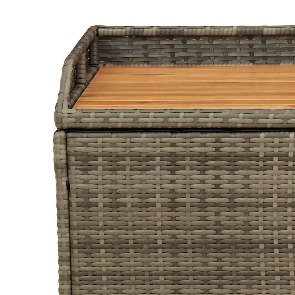 Outdoor Storage Bench Grey Garden Seating with Poly Rattan Acacia Wood