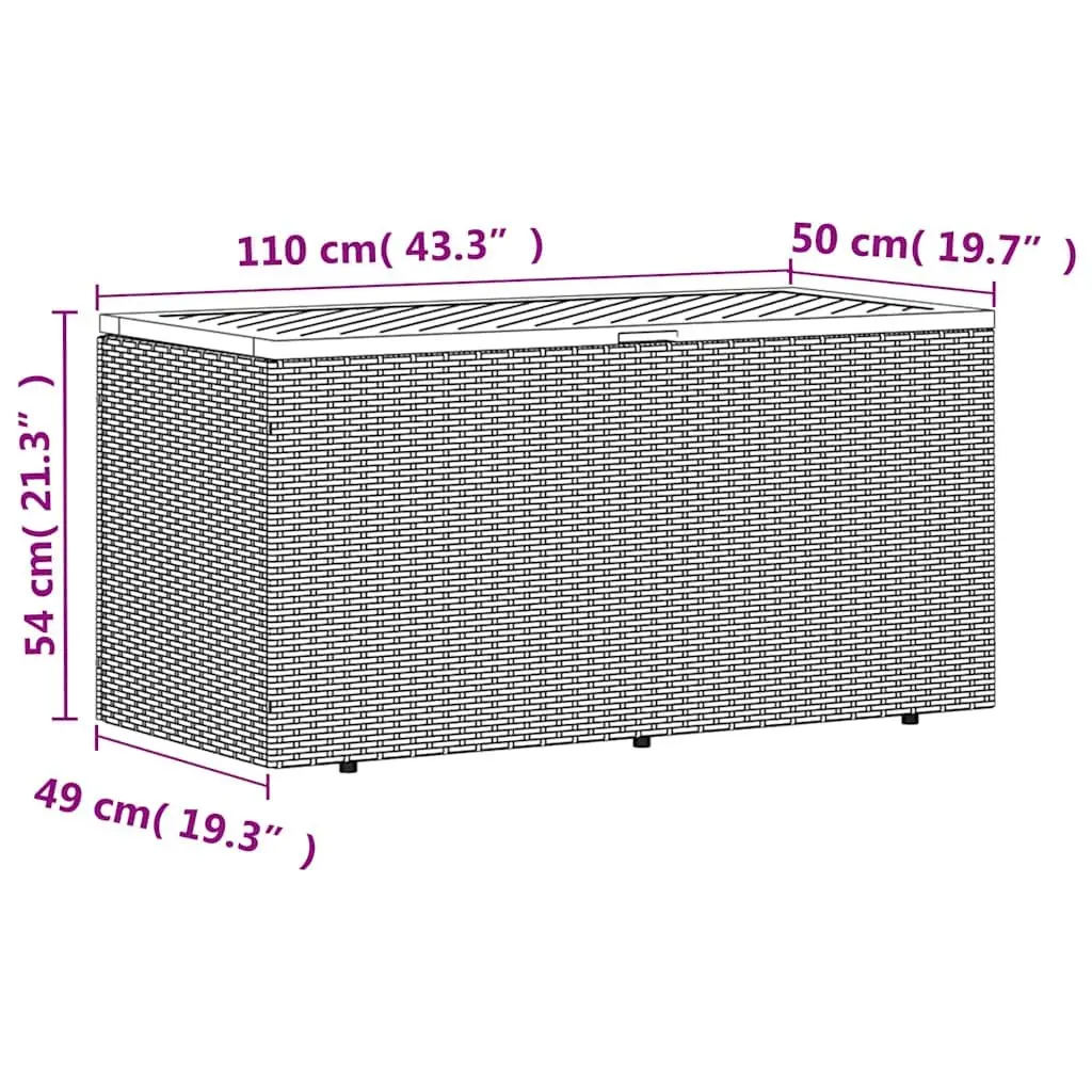 Garden Storage Box Bench Seat Outdoor Furniture 110 x 50 x 54 cm Black Poly Rattan Acacia Wood