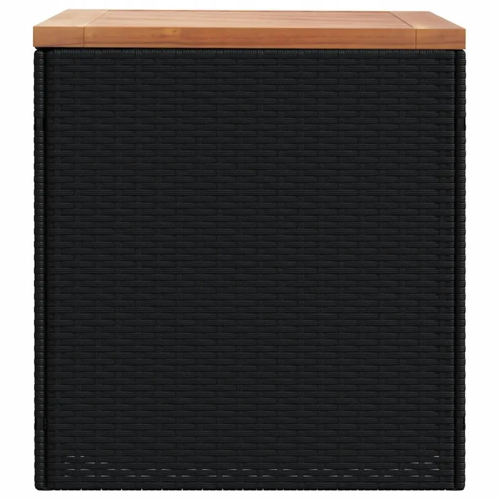 Garden Storage Box Bench Seat Outdoor Furniture 110 x 50 x 54 cm Black Poly Rattan Acacia Wood