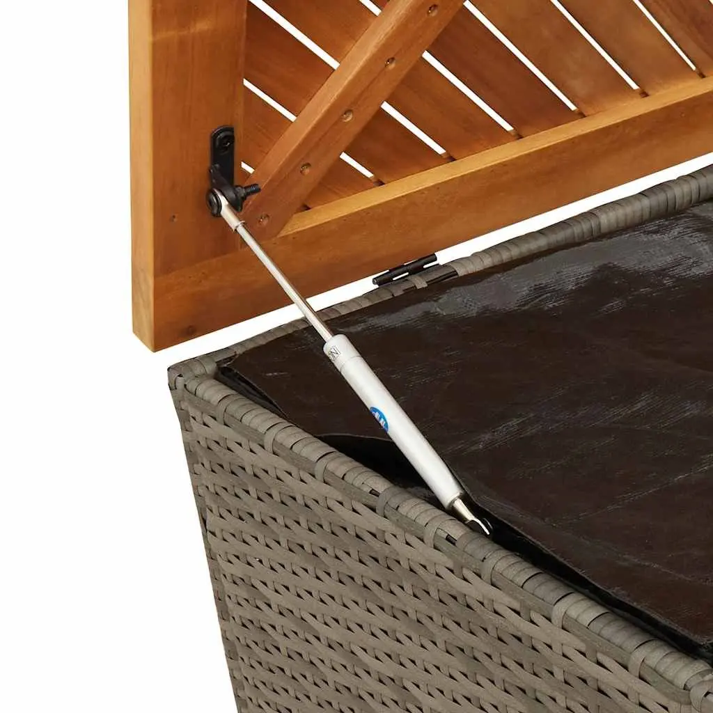 Garden Storage Box Grey Outdoor Furniture Poly Rattan Bench Seat Patio Box