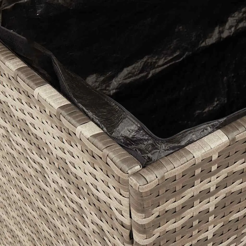 Garden Storage Box Grey Outdoor Furniture Poly Rattan Bench Seat Patio Box