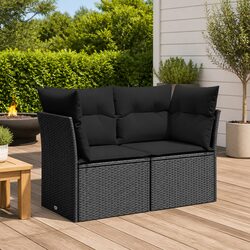 Comfortable and Practical Black 2-Seater Outdoor Sofa