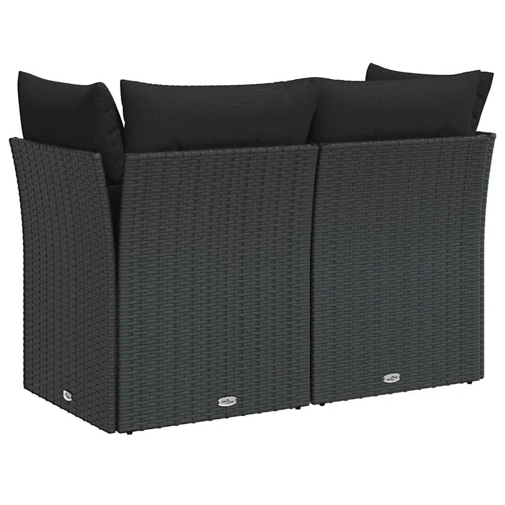 2-Seater Garden Sofa Outdoor Use Black PE Rattan with Cushions