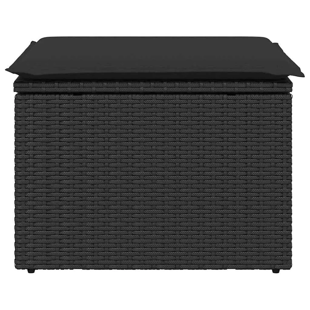 Garden Stool Outdoor Foot Rest 55 x 55 x 37 cm Black Poly Rattan